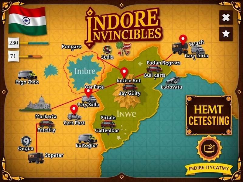 Indore Invincibles game map showing locations inspired by Indore city